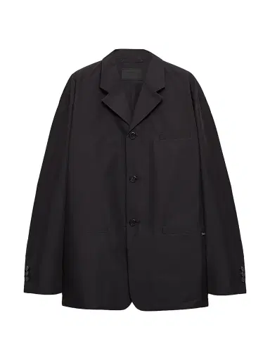Prada Men's Single-Breasted Technical Cotton Jacket - Black - Size 44 | Thumbnail 1 Prada Men's Single-Breasted Technical Cotton Jacket - Black - Size 44 | Thumbnail 1