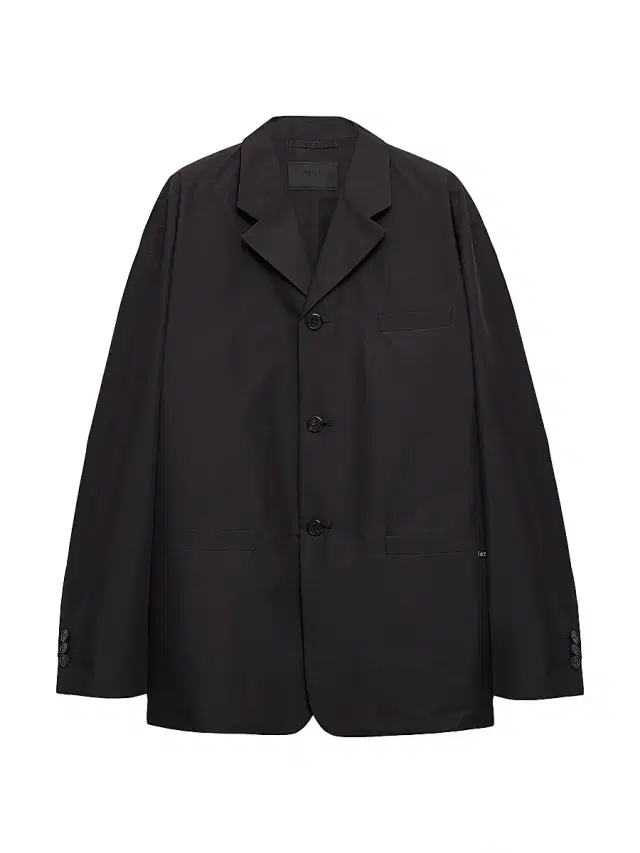 Men's Single-Breasted Technical Cotton Jacket - Black