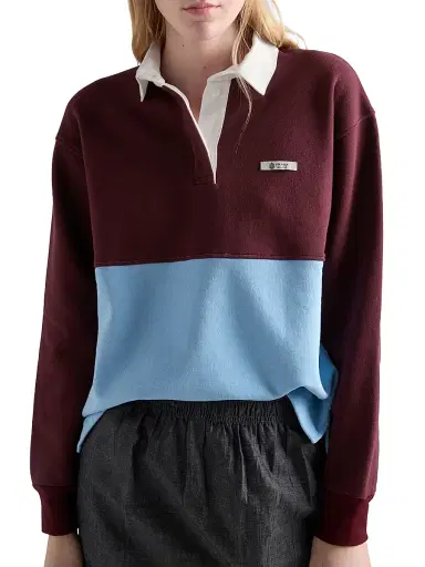 Prada Women's Long-Sleeved Cotton Fleece Polo Shirt | Thumbnail 2 Prada Women's Long-Sleeved Cotton Fleece Polo Shirt | Thumbnail 2