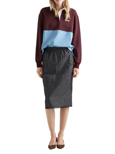 Prada Women's Long-Sleeved Cotton Fleece Polo Shirt | Thumbnail 5 Prada Women's Long-Sleeved Cotton Fleece Polo Shirt | Thumbnail 5