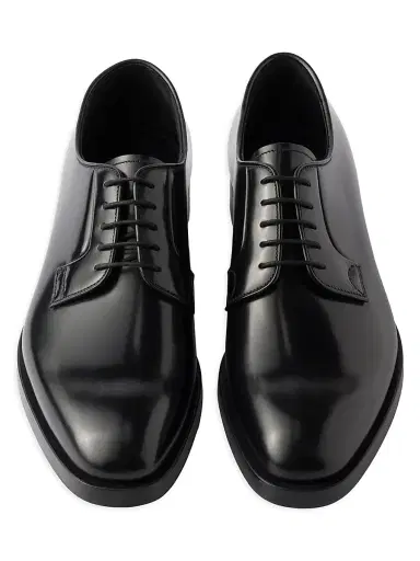 Prada Men's Brushed Leather Lace-Up Shoes | Thumbnail 2 Prada Men's Brushed Leather Lace-Up Shoes | Thumbnail 2