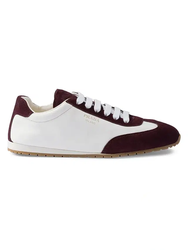 Women's Suede and Nappa Leather Sneakers - Red Multicolor