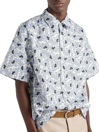Prada Men's Printed Cotton Blend Bowling Shirt | Thumbnail 2