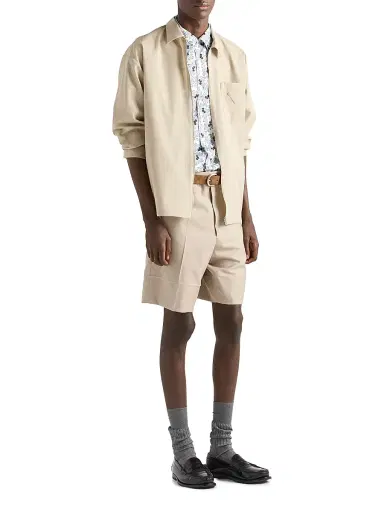 Prada Men's Printed Cotton Blend Bowling Shirt - Beige Khaki - Size XL | Thumbnail 5