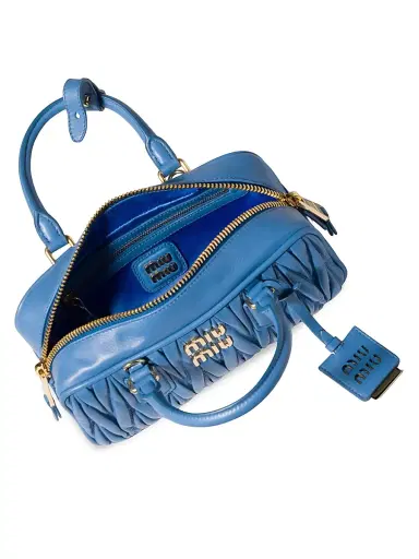 Miu Miu Women's Arcadie Matelassé Nappa Leather Top Handle Bag - Light Blue | Thumbnail 4 Miu Miu Women's Arcadie Matelassé Nappa Leather Top Handle Bag - Light Blue | Thumbnail 4