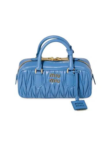Miu Miu Women's Arcadie Matelassé Nappa Leather Top Handle Bag - Light Blue | Thumbnail 1 Miu Miu Women's Arcadie Matelassé Nappa Leather Top Handle Bag - Light Blue | Thumbnail 1