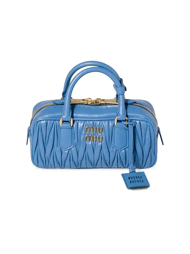 Miu Miu Women's Arcadie Matelassé Nappa Leather Top Handle Bag - Light Blue