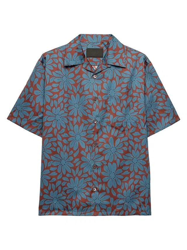Men's Short-Sleeved Cotton Blend Shirt - Dark Red