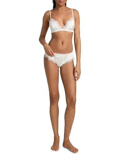 Dolce & Gabbana Women's Lace-Trimmed Silk Bra - Bianco Natural - Size Large | Thumbnail 2