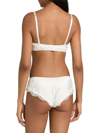 Dolce & Gabbana Women's Lace-Trimmed Silk Bra - Bianco Natural - Size Large | Thumbnail 4