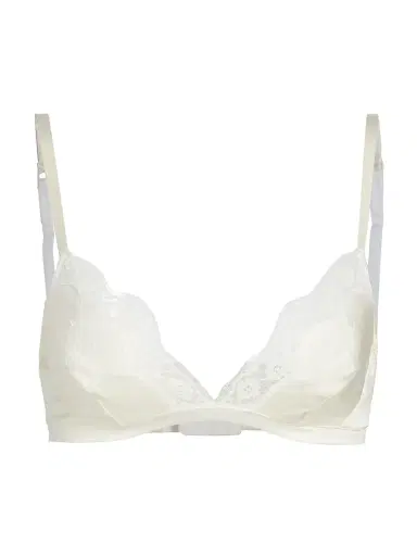 Dolce & Gabbana Women's Lace-Trimmed Silk Bra - Bianco Natural - Size Large | Thumbnail 1