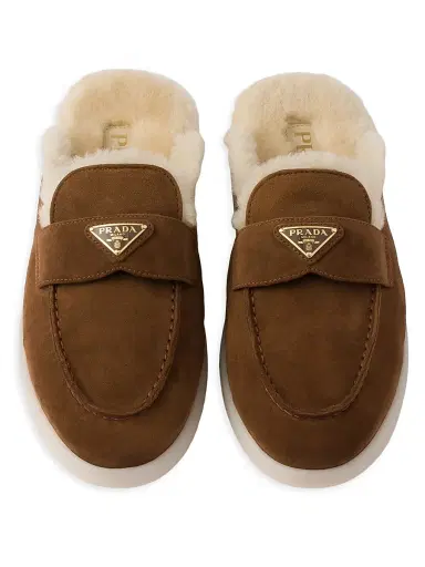 Prada Women's Suede and Shearling Slippers - Brown - Size 9.5 | Thumbnail 3 Prada Women's Suede and Shearling Slippers - Brown - Size 9.5 | Thumbnail 3