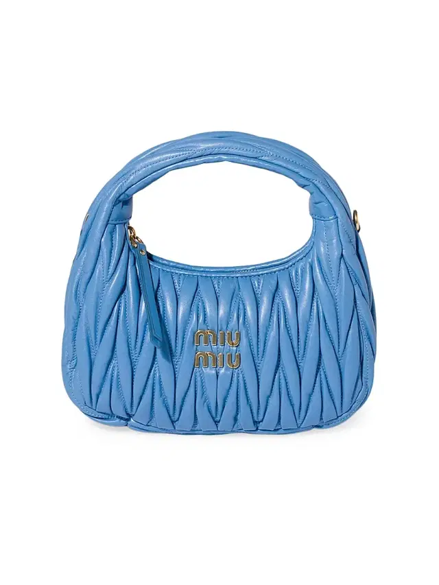 Women's Wander Matelassé Nappa Leather Hobo Bag - Light Blue
