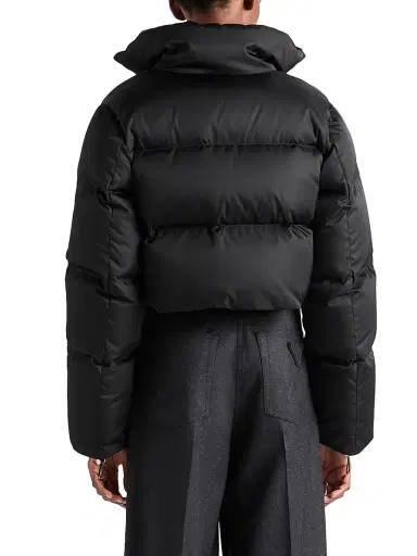 Prada Women's Cropped Nylon Down Jacket - Black - Size 8 | Thumbnail 3