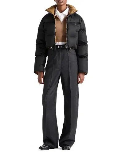 Prada Women's Cropped Nylon Down Jacket - Black - Size 8 | Thumbnail 7