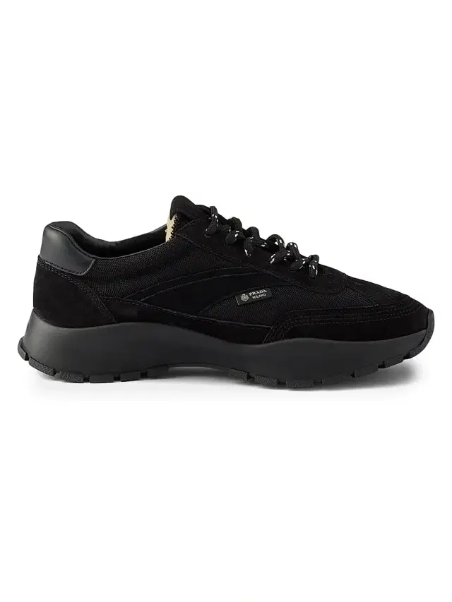 Prada Women's Mesh Fabric and Suede Sneakers - Black