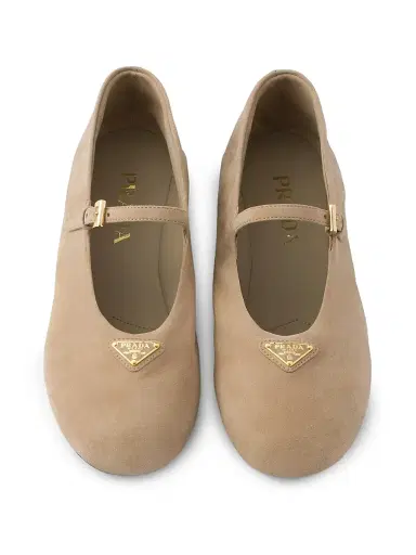 Prada Women's Suede Ballerinas - Beige Khaki - Size 7 | Thumbnail 2