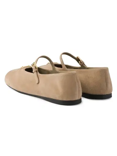 Prada Women's Suede Ballerinas - Beige Khaki - Size 7 | Thumbnail 3