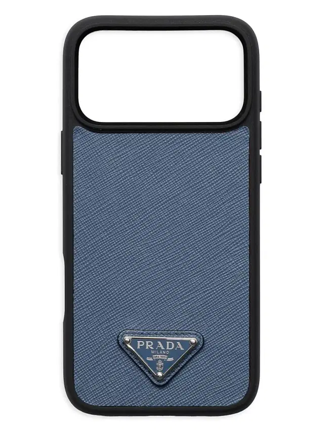 Prada Saffiano Leather Case for iPhone 17 Pro Max - Blue