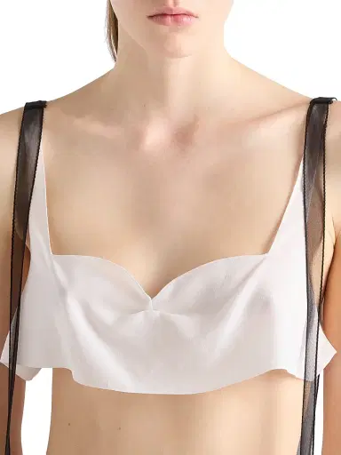 Prada Women's Crepe De Chine Top - White | Thumbnail 4