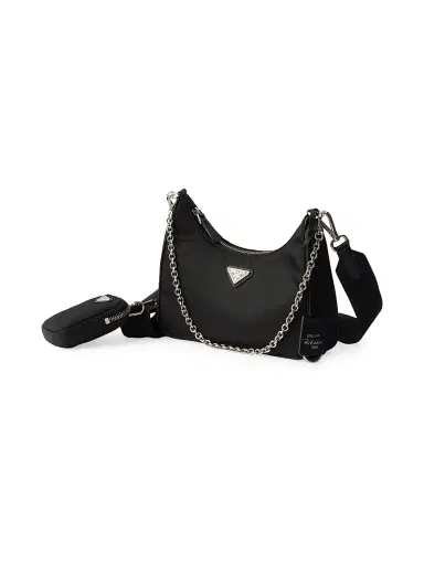 Prada Women's Re-Edition 2005 Nylon Shoulder Bag - Black Silver | Thumbnail 4 Prada Women's Re-Edition 2005 Nylon Shoulder Bag - Black Silver | Thumbnail 4