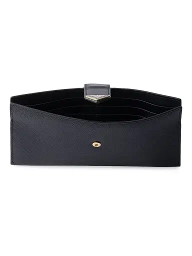 Prada Women's Large Saffiano and Leather Wallet - Black | Thumbnail 2 Prada Women's Large Saffiano and Leather Wallet - Black | Thumbnail 2