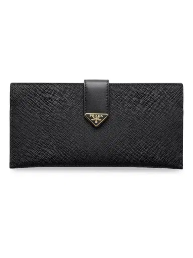 Prada Women's Large Saffiano and Leather Wallet - Black | Thumbnail 1 Prada Women's Large Saffiano and Leather Wallet - Black | Thumbnail 1