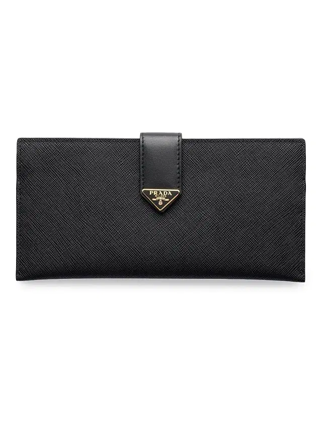 Prada Women's  Saffiano and Leather Wallet - Black