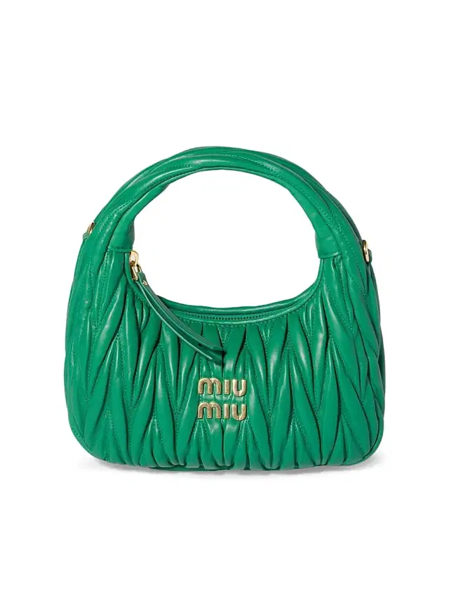 Miu Miu Women's Wander Matelassé Nappa Leather Hobo Bag - Light Green