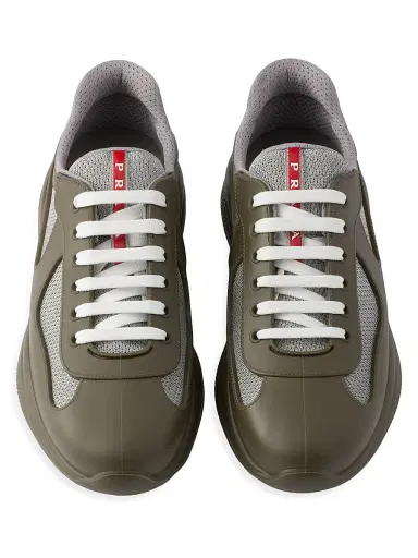 Prada Men's America's Cup Soft Rubber and Bike Fabric Sneakers - Army Green - Size 10 | Thumbnail 2 Prada Men's America's Cup Soft Rubber and Bike Fabric Sneakers - Army Green - Size 10 | Thumbnail 2