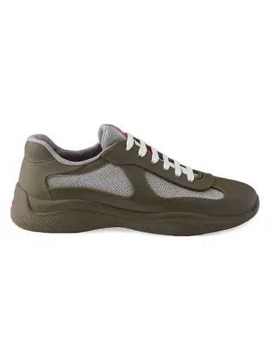 Prada Men's America's Cup Soft Rubber and Bike Fabric Sneakers - Army Green - Size 10 | Thumbnail 1 Prada Men's America's Cup Soft Rubber and Bike Fabric Sneakers - Army Green - Size 10 | Thumbnail 1