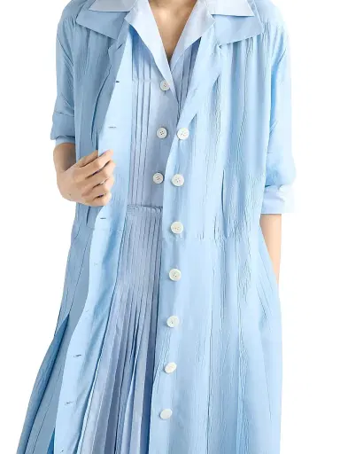Prada Women's Pongé and Poplin Shirt Dress - Blue - Size 4 | Thumbnail 4 Prada Women's Pongé and Poplin Shirt Dress - Blue - Size 4 | Thumbnail 4