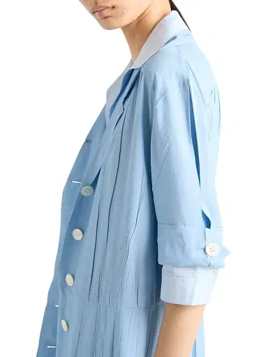 Prada Women's Pongé and Poplin Shirt Dress - Blue - Size 4 | Thumbnail 5 Prada Women's Pongé and Poplin Shirt Dress - Blue - Size 4 | Thumbnail 5