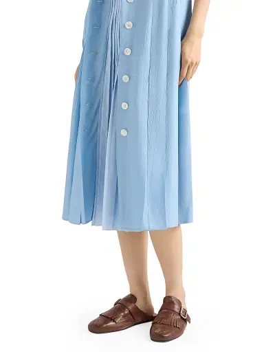Prada Women's Pongé and Poplin Shirt Dress - Blue - Size 4 | Thumbnail 6 Prada Women's Pongé and Poplin Shirt Dress - Blue - Size 4 | Thumbnail 6
