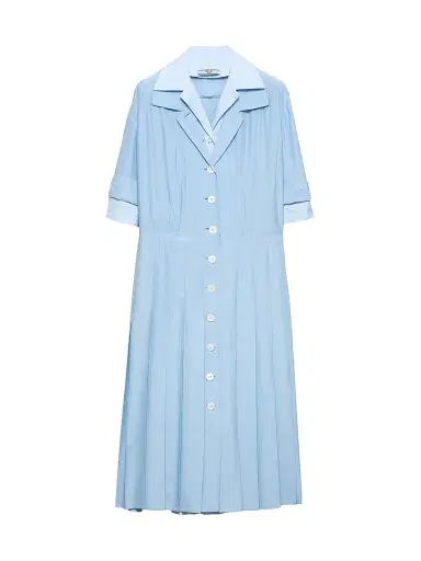 Prada Women's Pongé and Poplin Shirt Dress - Blue - Size 4 | Thumbnail 1 Prada Women's Pongé and Poplin Shirt Dress - Blue - Size 4 | Thumbnail 1