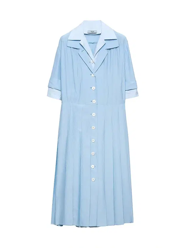 Women's Pongé and Poplin Shirt Dress - Blue