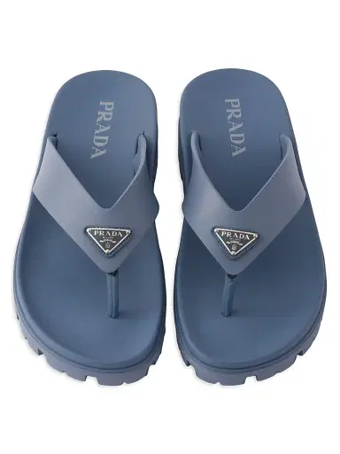 Prada Men's Rubber Thong Sandals - Blue | Thumbnail 2
