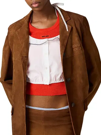 Miu Miu Women's Cotton Crew-Neck Sweater - Orange - Size 2 | Thumbnail 3