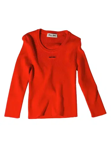 Miu Miu Women's Cotton Crew-Neck Sweater - Orange - Size 2 | Thumbnail 1