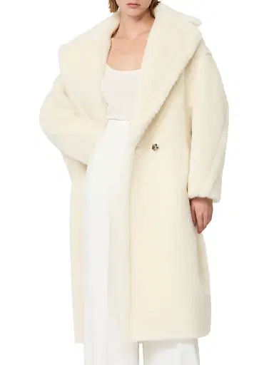 Max Mara Women's Teddy Bear Icon Coat in Alpaca and Wool - White | Thumbnail 2