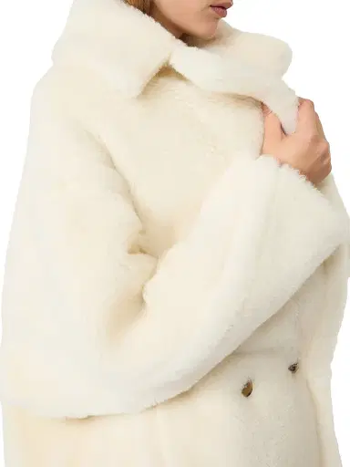 Max Mara Women's Teddy Bear Icon Coat in Alpaca and Wool - White | Thumbnail 6