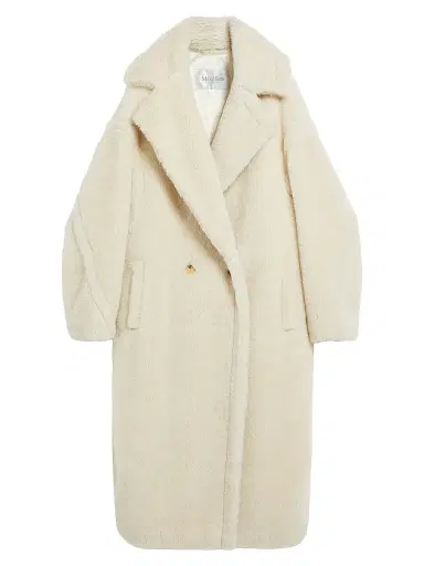 Max Mara Women's Teddy Bear Icon Coat in Alpaca and Wool - White | Thumbnail 1