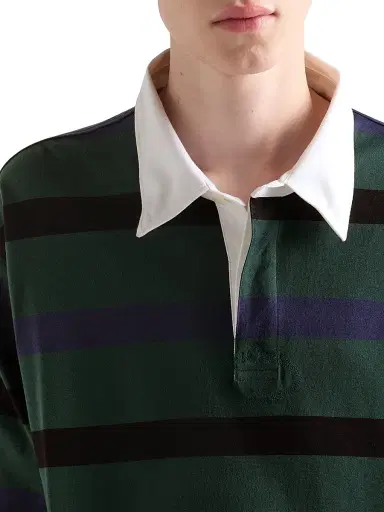 Prada Men's Long-Sleeved Cotton Polo Shirt - Green - Size Medium | Thumbnail 5