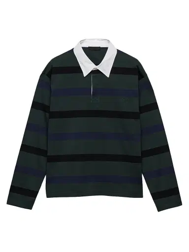 Prada Men's Long-Sleeved Cotton Polo Shirt - Green - Size Medium | Thumbnail 1