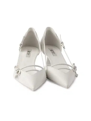 Prada Women's Open-Side Leather Pumps - White - Size 7 | Thumbnail 2