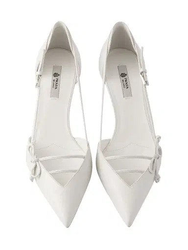 Prada Women's Open-Side Leather Pumps - White - Size 7 | Thumbnail 4