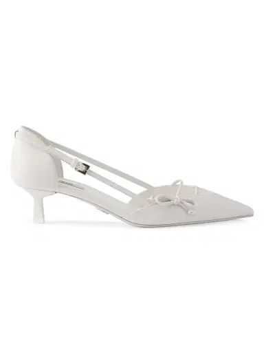 Prada Women's Open-Side Leather Pumps - White - Size 7 | Thumbnail 1