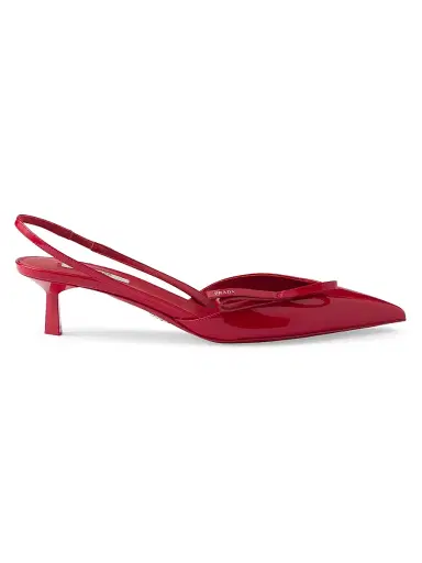 Prada Women's Patent Leather Slingback Pumps - Red | Thumbnail 1 Prada Women's Patent Leather Slingback Pumps - Red | Thumbnail 1