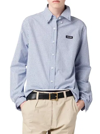 Miu Miu Women's Checked Shirt - Blue - Size 4 | Thumbnail 2 Miu Miu Women's Checked Shirt - Blue - Size 4 | Thumbnail 2