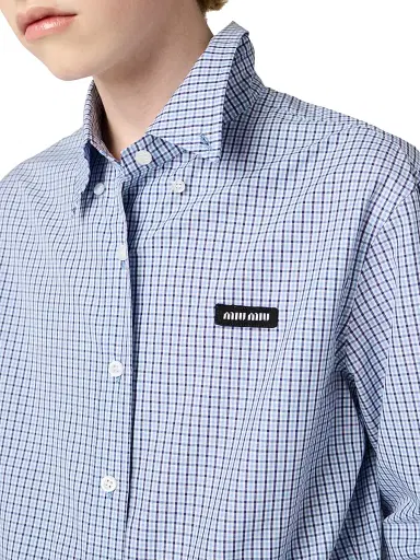 Miu Miu Women's Checked Shirt - Blue - Size 4 | Thumbnail 5 Miu Miu Women's Checked Shirt - Blue - Size 4 | Thumbnail 5